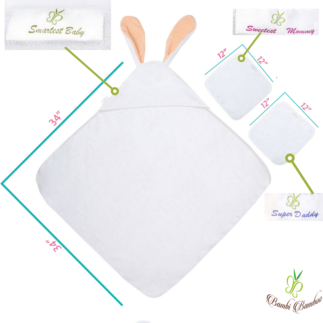 MFK™ Bamboo Bunny Hooded Towel Set